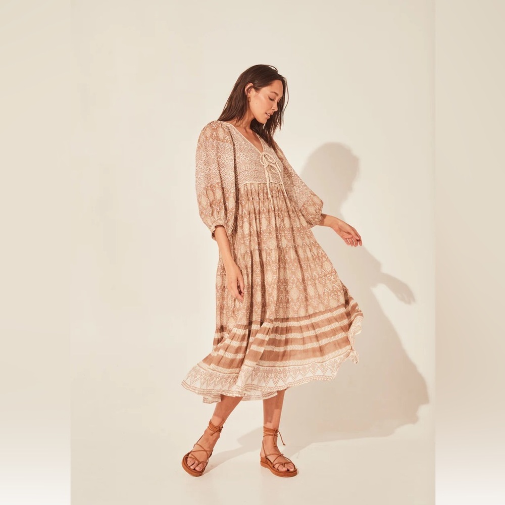 Daughters of India Beige Bohemian Dress